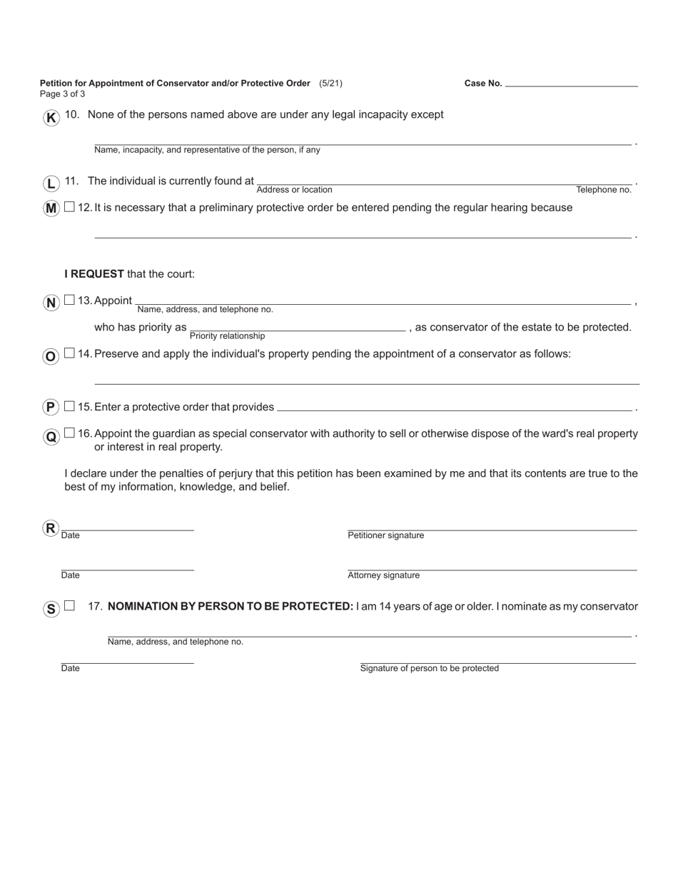 Form PC639 Petition for Appointment of Conservator and / or Protective Order - Michigan, Page 3