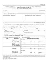 Document preview: Form PC684M Application for Appointment of Out-of-State Guardian of Minor - Michigan