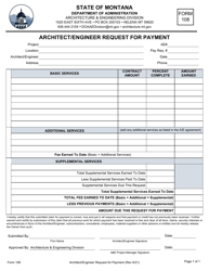 Form 108 &quot;Architect/Engineer Request for Payment&quot; - Montana