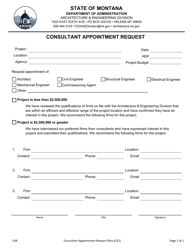 Document preview: Agency Consultant Appointment Request - Montana
