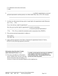 Form PRO1502 Application for Informal Appointment of Successor Personal Representative - Minnesota, Page 2