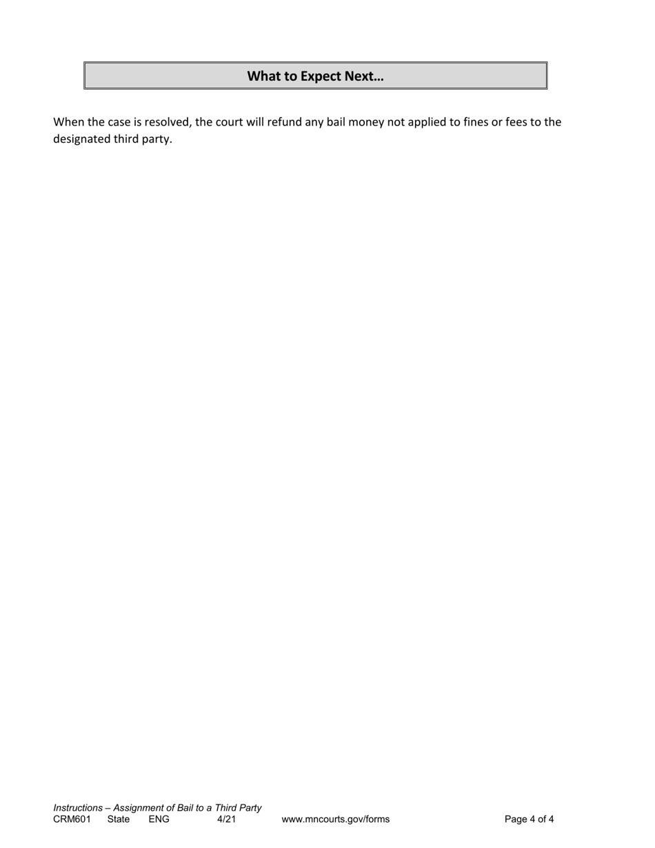 Instructions for Form CRM602 Assignment of Bail to a Third Party - Minnesota, Page 4