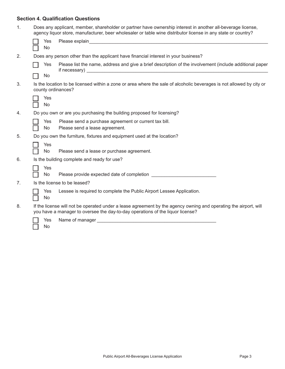 Form AIRPORT (LCD51) Public Airport All-beverages License Application - Montana, Page 3