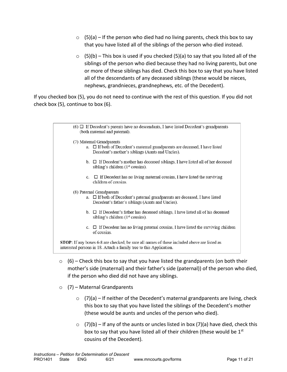 Instructions for Form PRO1402 Petition for Determination of Descent - Minnesota, Page 11
