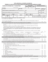 Form DMV06-104 &quot;New, Renewal and Replacements Permit, Class O (Car), Class M (Motorcycle) and State Id Card Data Form&quot; - Nebraska