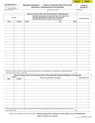 Form 56 Schedule I &quot;Tobacco Products Other Than Snuff Imported or Manufactured and Exported&quot; - Nebraska