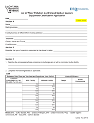 Form CAB-2 &quot;Air or Water Pollution Control and Carbon Capture Equipment Certification Application&quot; - Montana