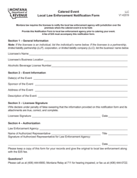 Document preview: Form LLC Catered Event Local Law Enforcement Notification Form - Montana