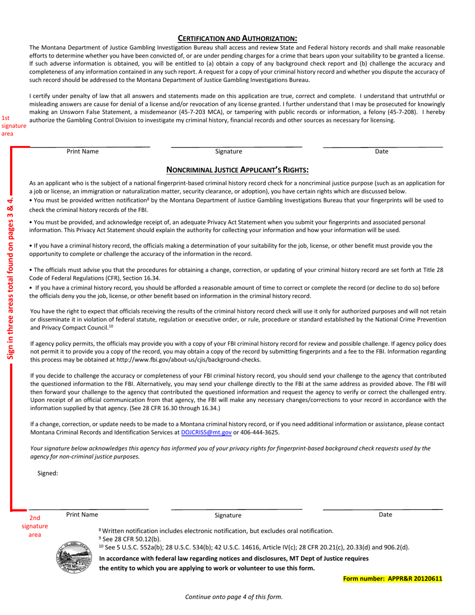 Form 10 Personal / Criminal History Statement - Montana, Page 3