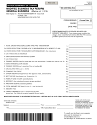 Form TXR-023.02 (MBT-GB) Modified Business Tax Return - General Business - Nevada