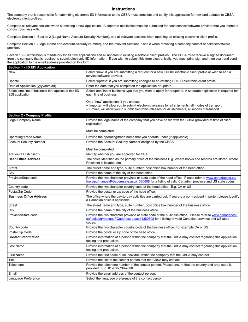 Form BSF373 Electronic Data Interchange (Edi) Application for the Integrated Import Declaration (Iid) - Canada, Page 4