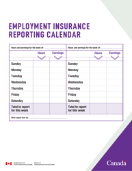 Employment Insurance Reporting Calendar - Canada, Page 2