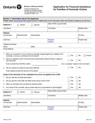 Form 0326E Application for Financial Assistance for Families of Homicide Victims - Ontario, Canada, Page 3