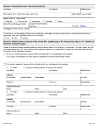 Form 0326E Application for Financial Assistance for Families of Homicide Victims - Ontario, Canada, Page 5
