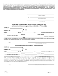 NDOT Form 070-005 Contractor Statement of Experience and Financial Condition for Prequalification - Nevada, Page 4