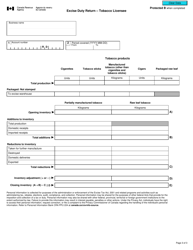 Form B267 Excise Duty Return - Tobacco Licensee - Canada, Page 3