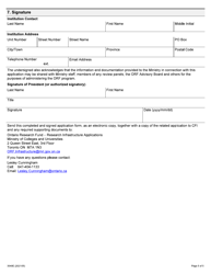 Form 3049E Application to the Ontario Research Fund for Small Infrastructure Funds - Ontario, Canada, Page 5