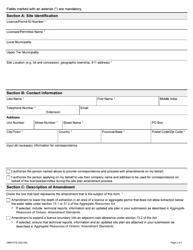 Form ON00151E Amendment Form - Aggregate Resources Act - Ontario, Canada, Page 2