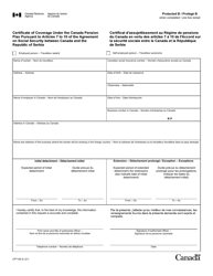 Document preview: Form CPT162 Certificate of Coverage Under the Canada Pension Plan Pursuant to Articles 7 to 10 of the Agreement on Social Security Between Canada and the Republic of Serbia - Canada (English/French)