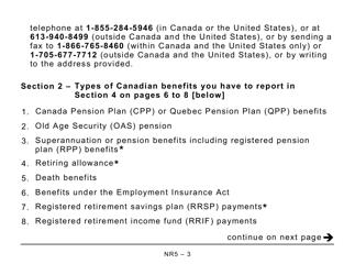 Form NR5 Application by a Non-resident of Canada When Completed for a Reduction in the Amount of Non-resident Tax Required to Be Withheld - Large Print - Canada, Page 3