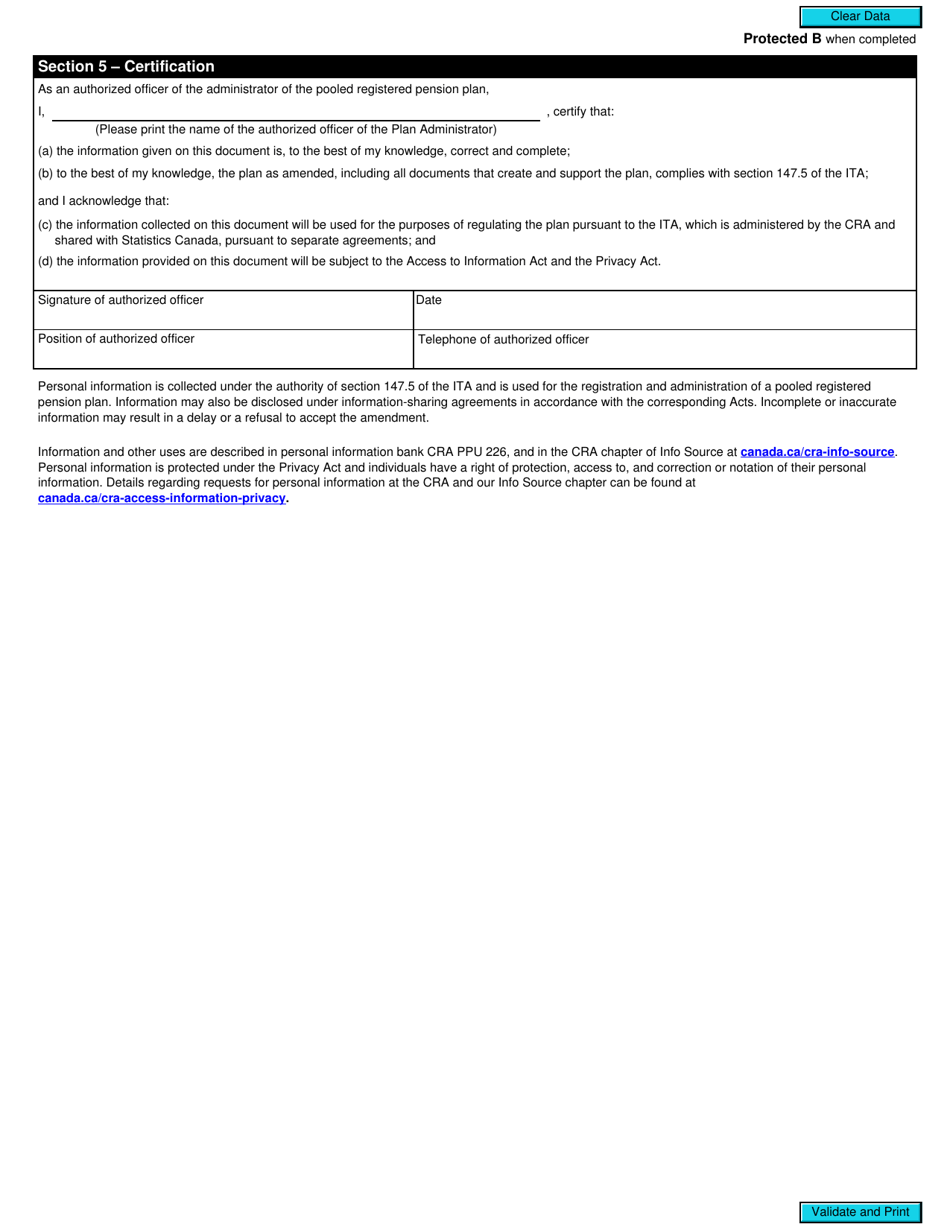 Form RC365-CA Pooled Registered Pension Plan Amendment Information - Canada, Page 2