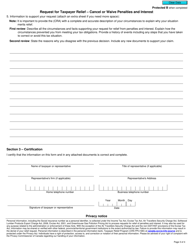 Form RC4288 &quot;Request for Taxpayer Relief - Cancel or Waive Penalties and Interest&quot; - Canada, Page 3