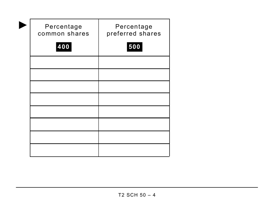 Form T2 Schedule 50 Shareholder Information (2006 and Later Tax Years) - Large Print - Canada, Page 4