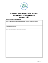 Interministerial Women's Secretariat Grant Application Form - Prince Edward Island, Canada