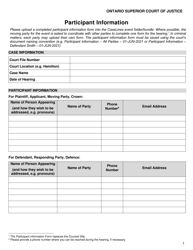 Participant Information - Ontario, Canada