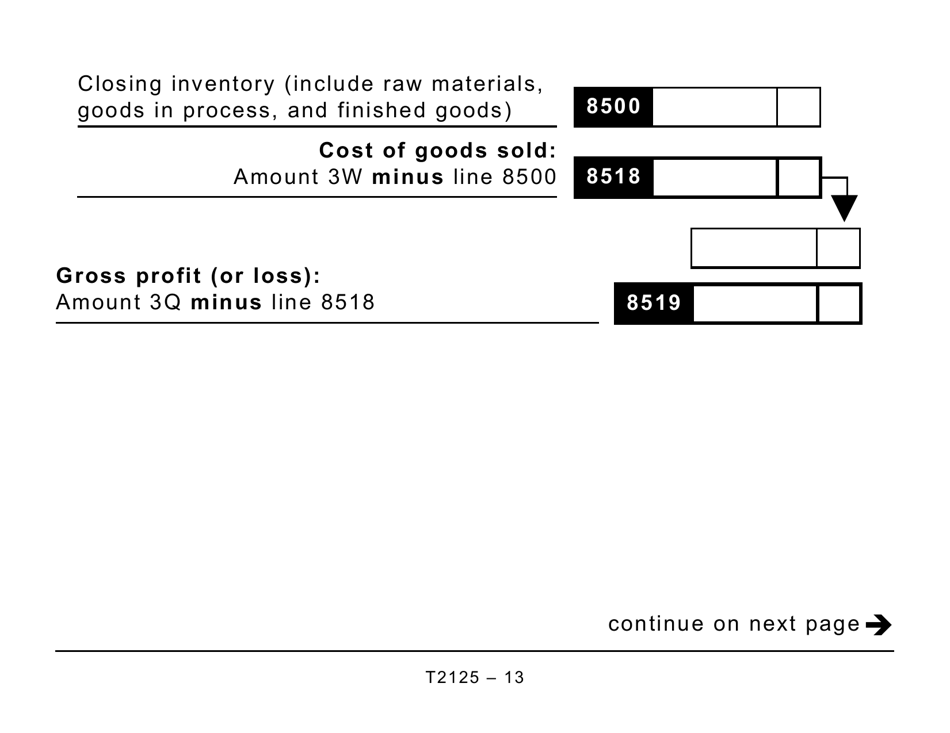 Form T2125 Statement of Business or Professional Activities (Large Print) - Canada, Page 13