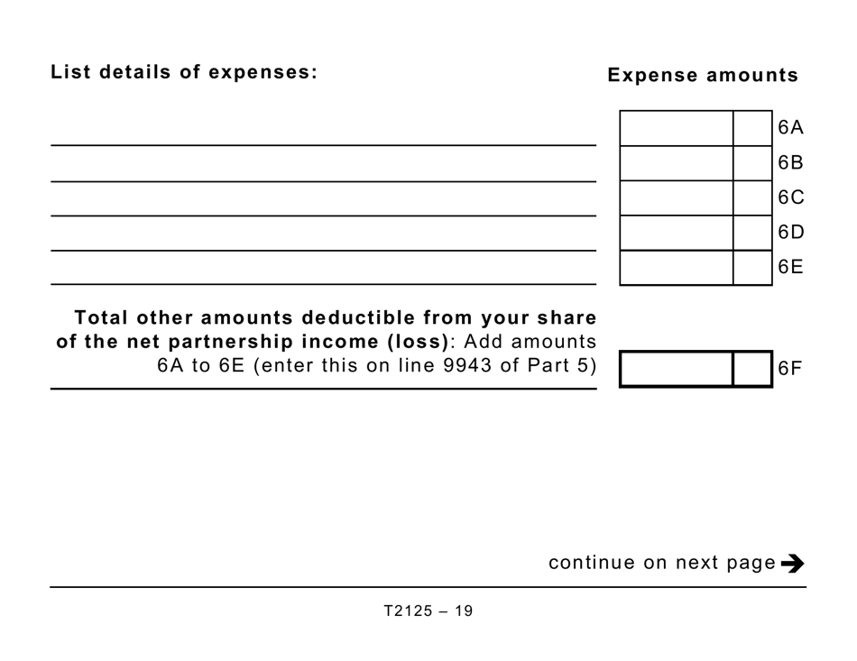 Form T2125 Download Printable PDF Or Fill Online Statement Of Business ...