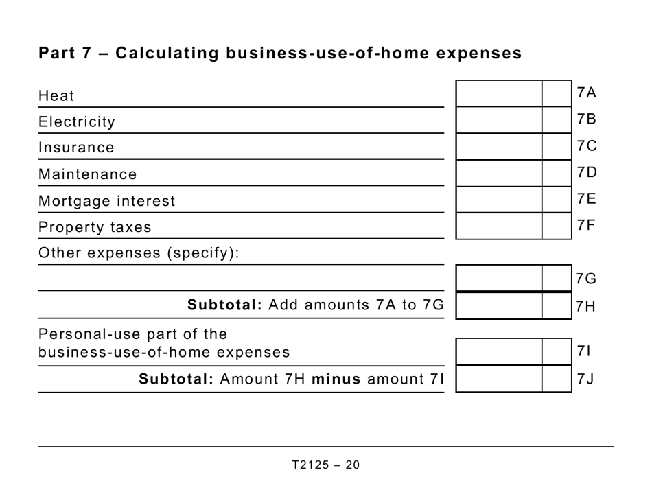 Form T2125 Download Printable PDF Or Fill Online Statement Of Business ...