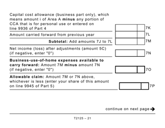 Form T2125 Statement of Business or Professional Activities (Large Print) - Canada, Page 21