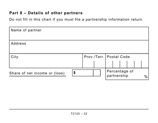 Form T2125 &quot;Statement of Business or Professional Activities - Large Print&quot; - Canada, Page 22