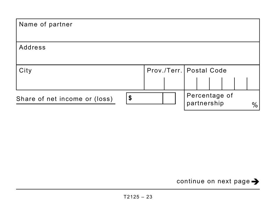 Form T2125 Statement of Business or Professional Activities (Large Print) - Canada, Page 23