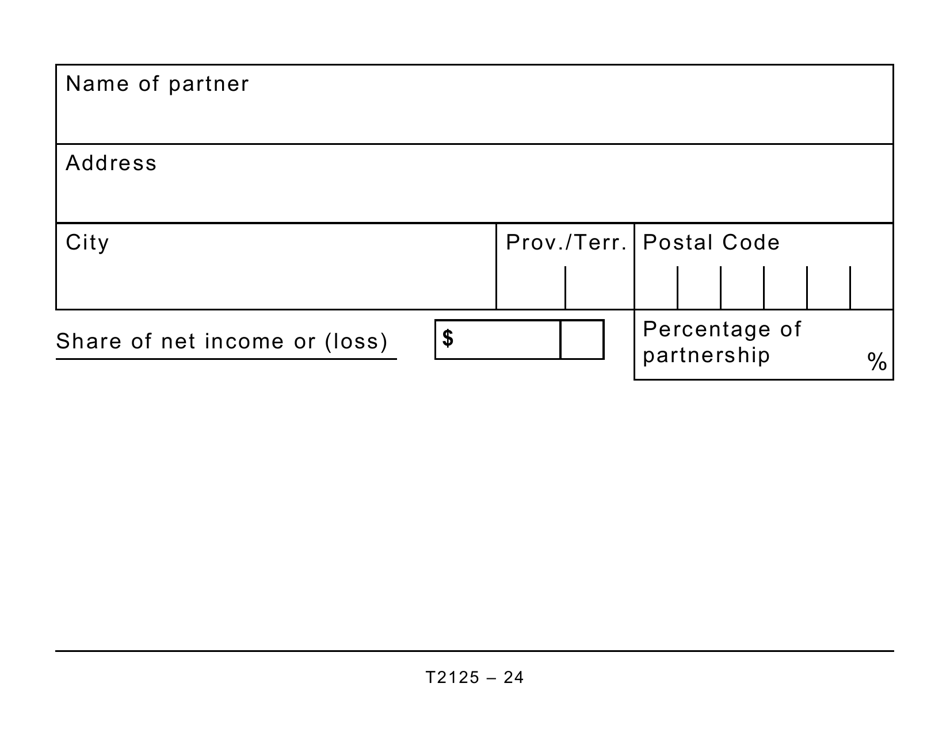 Form T2125 Statement of Business or Professional Activities (Large Print) - Canada, Page 24