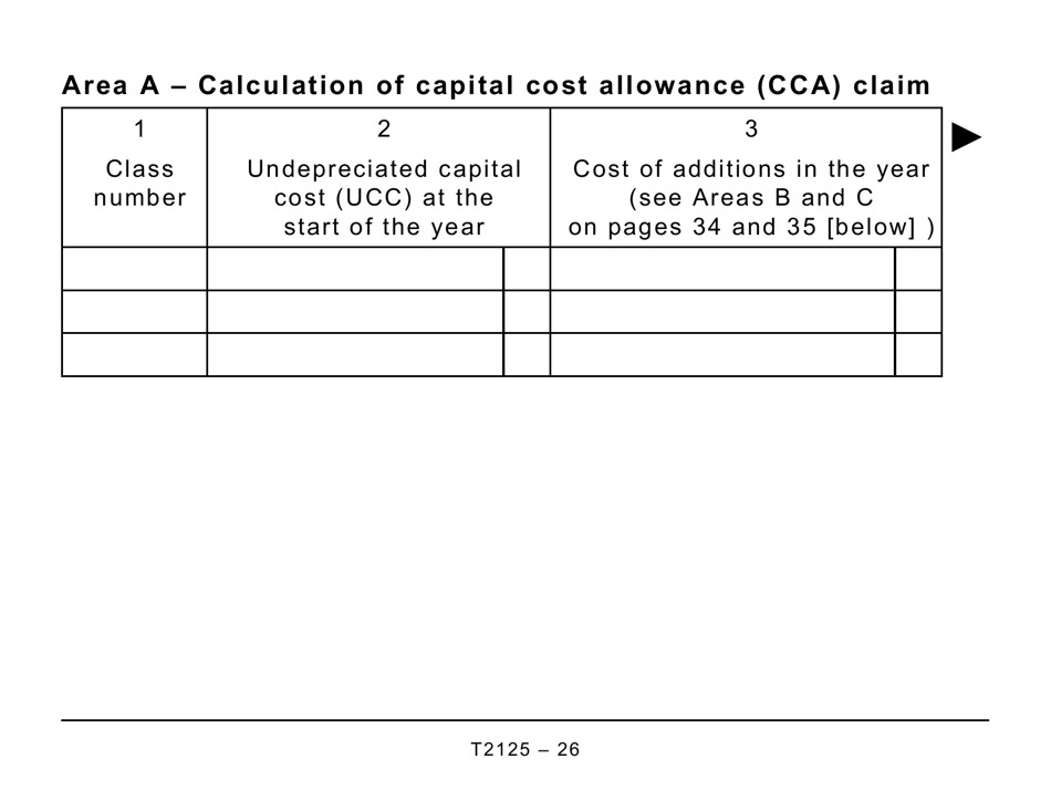 Form T2125 Statement of Business or Professional Activities (Large Print) - Canada, Page 26