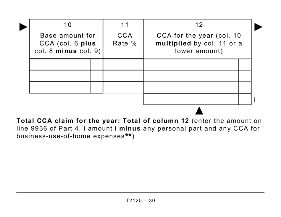Form T2125 Statement of Business or Professional Activities (Large Print) - Canada, Page 30