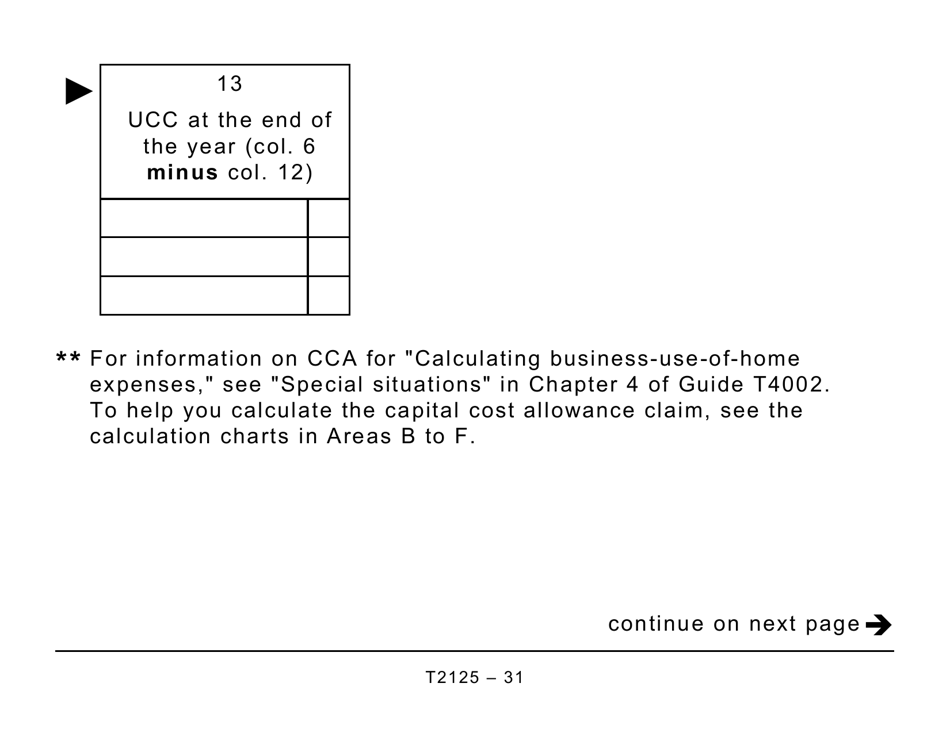 Form T2125 Statement of Business or Professional Activities (Large Print) - Canada, Page 31