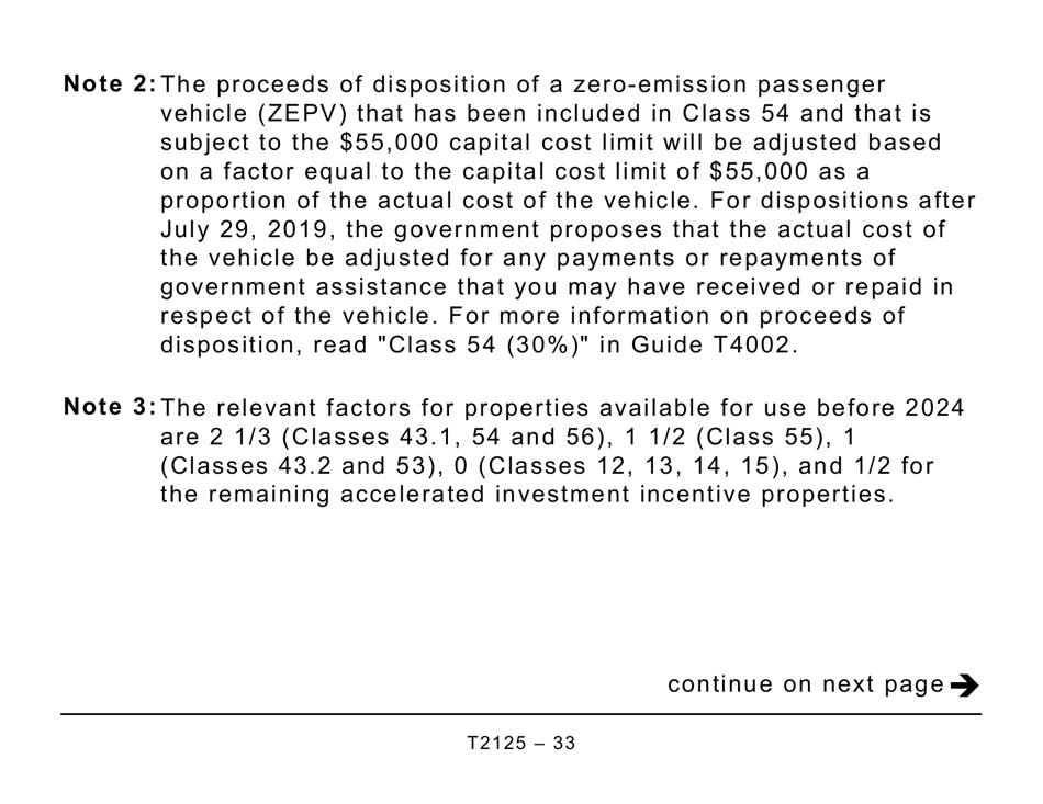 Form T2125 Statement of Business or Professional Activities (Large Print) - Canada, Page 33