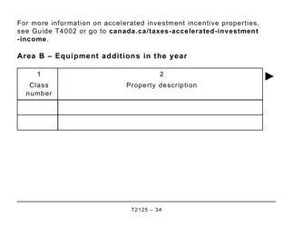 Form T2125 &quot;Statement of Business or Professional Activities - Large Print&quot; - Canada, Page 34