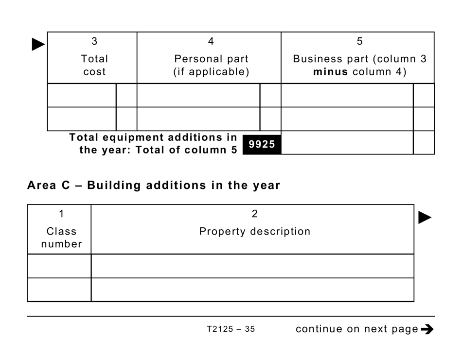 Form T2125 Statement of Business or Professional Activities (Large Print) - Canada, Page 35
