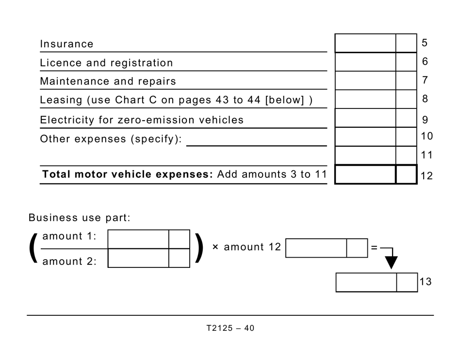 Form T2125 Statement of Business or Professional Activities (Large Print) - Canada, Page 40
