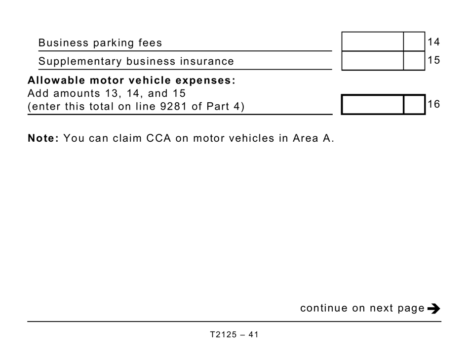 Form T2125 Statement of Business or Professional Activities (Large Print) - Canada, Page 41