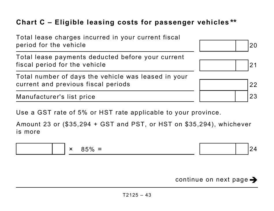 Form T2125 Statement of Business or Professional Activities (Large Print) - Canada, Page 43