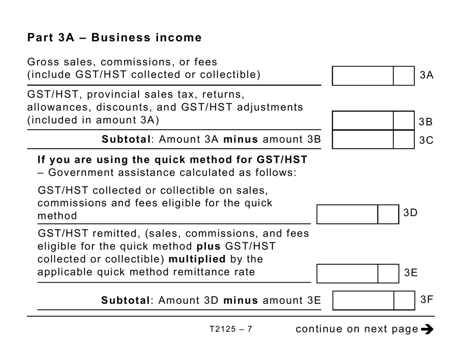 Form T2125 Statement of Business or Professional Activities (Large Print) - Canada, Page 7