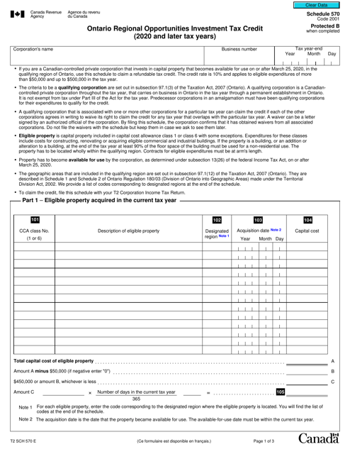 Form T2 Schedule 570  Printable Pdf