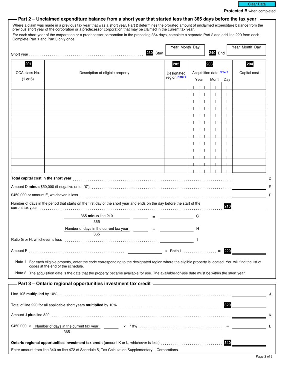 Form T2 Schedule 570 Ontario Regional Opportunities Investment Tax Credit (2020 and Later Tax Years) - Canada, Page 2