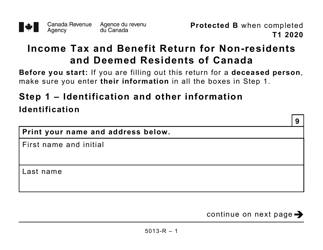 Document preview: Form 5013-R Income Tax and Benefit Return for Non-residents and Deemed Residents of Canada - Large Print - Canada, 2020