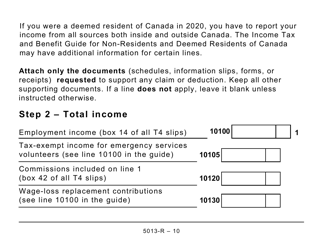 Form 5013-R Income Tax and Benefit Return for Non-residents and Deemed Residents of Canada - Large Print - Canada, Page 10